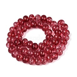 クラックル透明ガラスビーズ連売り  ロンデル  ファイヤーブリック  9.5~10x6.5~7.5mm  穴：1.4~1.6mm  約53~54個/連  14.57~14.96''（37~38センチメートル）&nbsp;GLAA-N074-02B-04