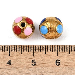 304ステンレススチールエナメルビーズ  サッカー  イオンプレーティング（ip）  18KGP本金メッキ  ミックスカラー  9.5mm  穴：1.6mm&nbsp;STAS-Z140-21G