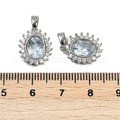天然トパーズペンダント  真鍮パーツとキュービックジルコニア  ラックめっき  オーバル  15x12x4.5~5mm  穴：4.5x2.7mm&nbsp;G-C172-07P-02