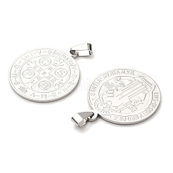 304ステンレスペンダント  cssml ndsmdクロス神の父宗教キリスト教とフラットラウンド  ステンレス鋼色  32mm&nbsp;STAS-C057-01P-B