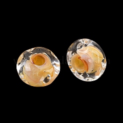 手作りランプワークビーズ  ロンデル  砂茶色  12.5x7.5mm  穴：3.5mm&nbsp;LAMP-A012-02E