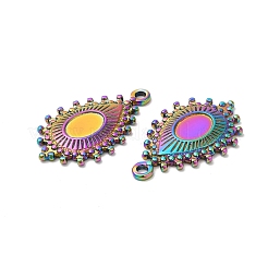 304ステンレススチールペンダントカボションセッティング  ティアドロップ  虹色  トレイ：8x6mm  27x17x2.5mm  穴：1.8mm&nbsp;STAS-H214-18RC