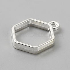合金空枠ペンダント  UVレジンDIY用  エポキシ樹脂  プレスジュエリー  六角  アンティークシルバー  20x15x3mm  穴：2mm  内径：13.5x12mm&nbsp;FIND-WH0111-500AS