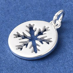 925スターリングシルバーチャーム  丸カン付き  銀色のメッキ  スノーフレーク  13x11x1mm  穴：2mm&nbsp;LS-STER-M120-01E-S