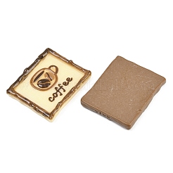 オペーク樹脂カボション  コーヒーと長方形  ミックスカラー  30.5x36x5.5mm&nbsp;RESI-F071-01