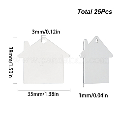 ペット用アルミペンダント25個  空白タグのスタンプ  ハウス  銀  35x38x1mm  穴：3mm&nbsp;ALUM-SC0001-07