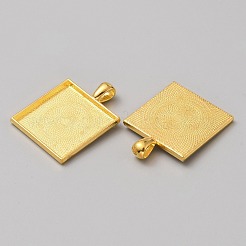 合金カボションセッティングペンダント  正方形  ゴールドカラー  36.5x28x6.5mm  穴：6.5x3.5mm&nbsp;FIND-WH0518-82