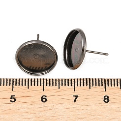 真鍮の耳のスタッドのセッティング  ガンメタ色  トレイ：12mm  12mm  ピン：0.7mm&nbsp;IFIN-Q005-B