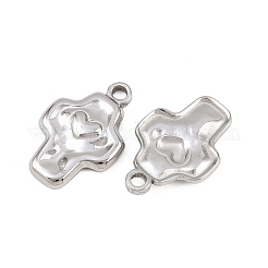 イースター 304 ステンレス ペンダント  ハートチャーム付きクロス  ステンレス鋼色  18x12x2.5mm  穴：1.6mm&nbsp;STAS-L317-28P