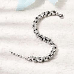 女性用304ステンレススチール製ベネチアンチェーンブレスレット  ステンレス鋼色  6.89インチ（17.5cm）&nbsp;BJEW-P399-02P