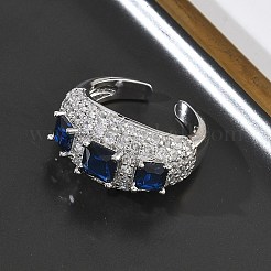 女性用真鍮マイクロパヴェキュービックジルコニアカフオープンリング  長持ちメッキ  ラックめっき  ミックスカラー  12.5mm  usサイズ8 1/2(18.5mm)&nbsp;RJEW-L343-13P