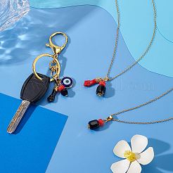 真鍮エナメルと手作りのランプワークとアクリルパーツ3個  ステンレス鋼パーツ  ミックスカラー  29~31mm&nbsp;PALLOY-HS00037