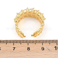 女性のための真鍮マイクロパヴェキュービックジルコニアカフリング  葉  長持ちメッキ  ラックめっき  カドミウムフリー＆鉛フリー  18KGP本金メッキ  9mm&nbsp;RJEW-Z113-49G
