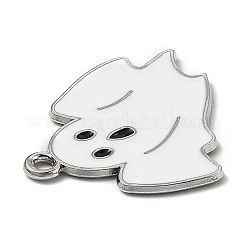 合金エナメルチャーム  ハロウィン用  ゴースト  プラチナ  ホワイト  26.5x23x1.2mm  穴：1.8mm&nbsp;ENAM-Z001-06P-01