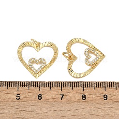 真鍮マイクロパヴェクリアキュービックジルコニアペンダント  ハート  丸カン付き  16KGP本金メッキ  18x19.5x2.5mm  穴：3.4mm&nbsp;ZIRC-I367-14G-06