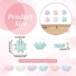 樹脂製模造パールビーズキャップ 300色 6個  マルチ花弁  花  ミックスカラー  10x10x3mm  穴：1mm  50個/カラー&nbsp;RESI-NB0001-91