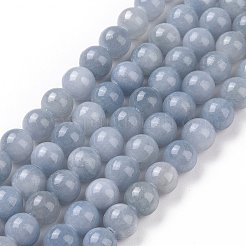 天然石イエロージェイド翡翠ビーズ連売り  染め  ラウンド  ライトブルー  8mm  穴：1mm  約50個/連  15.75インチ&nbsp;G-G598-8mm-YXS-18