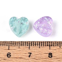 透明樹脂ビーズ  ハート  グリッターパウダー付き  ミックスカラー  9.5x10x4.5mm  穴：1.4mm&nbsp;RESI-N048-04