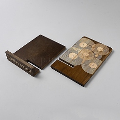 彫刻された木製のビニールレコードラック  CDホルダー  長方形  コーヒー  13.4x18x21cm&nbsp;ODIS-WH0095-023B