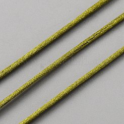 ナイロンサテンのラットテールコード  ビーズ細工、ジュエリー作り、中国結び、マクラメ編み  オリーブドラブ  1.5mm  約21.87ヤード（20m）/ロール&nbsp;OCOR-WH0047-61C
