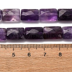 天然石アメジストビーズ連売り  多面カット  長方形  12x8~8.5x5.5~6mm  穴：0.7mm  約33個/連  15.63''（39.7センチメートル）&nbsp;G-G286-D01-8x12mm