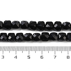 天然石オブシディアンビーズ連売り  多面カット  キューブ  6.5~7.5x6.5~7.5x6.5~7.5mm  穴：1mm  約56個/連  15.55''（39.5センチメートル）&nbsp;G-H078-C35-6mm