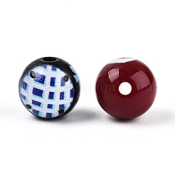オペークプリントアクリルビーズ  ラウンド  ミックスカラー  10mm  穴：2mm&nbsp;SACR-T035-01M