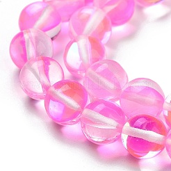 透明ガラスビーズ  ラウンド  ショッキングピンク  8mm  穴：1mm  約45個/連  13.98''（35.5センチメートル）&nbsp;GLAA-B022-8mm-01