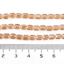 電気メッキガラスビーズセット  多面カット  ABカラー  コラム  ベージュ  4x5~6mm  穴：1mm  約80個/連  40~48cm&nbsp;EGLA-D031-01T