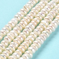天然養殖淡水パールビーズ連売り  グレード3a+  ロンデル  モカシン  5~5.5x3~4mm  穴：0.8mm  約99個/連  13.78''（35センチメートル）&nbsp;PEAR-J007-01