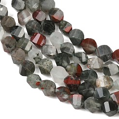 天然のアフリカブラッドストーンビーズ連売り  多面カット  ツイスト  6~6.5x5x5mm  穴：1mm  約58~61個/連  14.17''~14.69''（36~37.3センチメートル）&nbsp;G-P611-C31-01