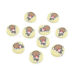 手作り樹脂クレイカボション  猿とフラットラウンド  ライトゴールデンロッドイエロー  9~9.5x1.5~2mm  約5800個/1000g&nbsp;CLAY-N006-98