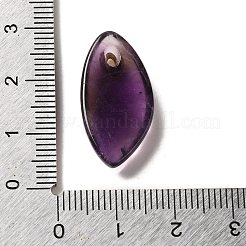 天然石アメジストペンダント  金メッキ304ステンレススチール製金具付き  馬の目のチャーム  25x12.5~13x5.5mm  穴：2x1mm&nbsp;G-K355-01G-02
