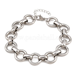 女性用304ステンレススチールリンクチェーンブレスレット  リング  ステンレス鋼色  7-1/8インチ（18.1cm）&nbsp;BJEW-Z154-01P