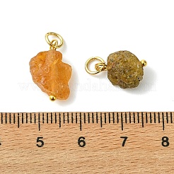 天然トルマリンのペンダント  304ステンレススチールの丸カン付きナゲットチャーム  ゴールドカラー  10~16x8~11x5~6mm  穴：3mm&nbsp;PALLOY-JF05842