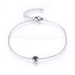 304ステンレススチールジュエリーセット  ペンダントネックレス＆スタッドピアス＆ブレスレット  ラインストーン付き  フラットラウンド  ブラック  ミックスカラー  16.54インチ（42cm）  6-3/4インチ（17cm）  6.5x3.5mm  ピン：0.8mm&nbsp;SJEW-H144-24C