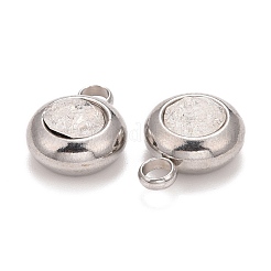 304ステンレススチールチャーム  フラットラウンド、ガラスラインストーン  ステンレス鋼色  透明  14x10x6mm  穴：2.5mm&nbsp;STAS-G133-13H