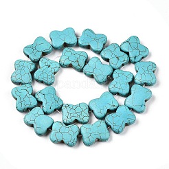 合成ターコイズビーズ連売り  染め  骨の形状  ミディアムターコイズ  20x16.5x6.5mm  穴：1.2mm  約20個/連  15.83''（40.2センチメートル）&nbsp;UNKW-T001-02B