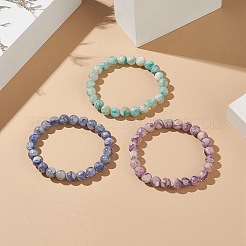 染色天然セレナイト ビーズ ストレッチ ブレスレット セット  男性女性用  内径：2インチ（5.15cm）  3個/セット&nbsp;BJEW-JB09200