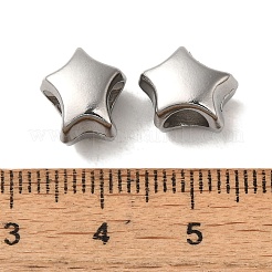 変色しない304ステンレススチールヨーロピアンビーズ  大穴ビーズ  スター  ステンレス鋼色  10.5x9.5x7.5mm  穴：4.5mm&nbsp;STAS-K285-19P