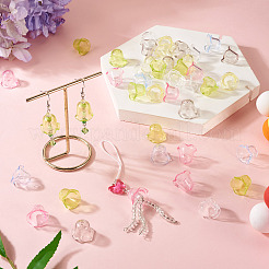 透明アクリルビーズキャップ120色6個  花  ミックスカラー  14.5x17.5~18x17.5~18mm  穴：2mm  20個/カラー&nbsp;TACR-TA0001-75