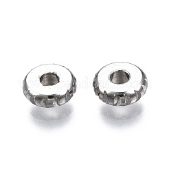 変色しにくい201ステンレススチールスペーサービーズ  フラットラウンド  ステンレス鋼色  2x6mm  穴：2mm&nbsp;STAS-S117-013
