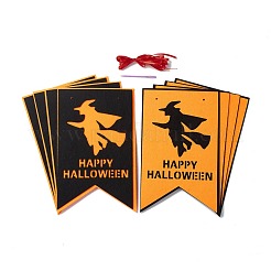 16色旗フェルトオーナメント2個。  ナイロンロープとプラスチックピンで  ハロウィン吊り飾り  パーティーギフトの家の装飾  魔女の模様  239x150x1mm  穴：3.5mm&nbsp;DIY-B054-02A