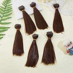 プラスチック製の長いストレートヘアスタイル人形のかつらの髪  DIYの女の子のためのbjdメイキングアクセサリー  ココナッツブラウン  150x995x0.9mm&nbsp;DIY-WH0588-49B