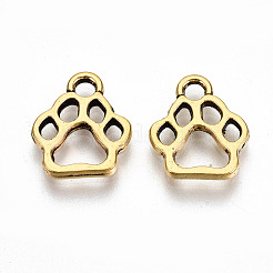 チベット風亜鉛合金チャーム  犬の足跡  鉛フリー＆カドミウムフリー  アンティーク黄金  19.6x17x1.5mm  穴：2mm  約4165個/5000g&nbsp;TIBEP-R334-229AG-RS