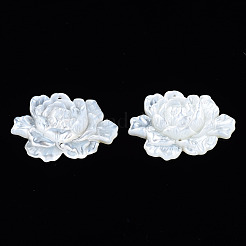 ナチュラルホワイトシェルリンクコネクター  花  22~23x32~33x4mm  穴：0.9mm&nbsp;SSHEL-S258-103A