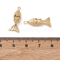 シェグレース 真鍮 マイクロパヴェ クリアキュービックジルコニア ペンダント  魚のチャーム  カドミウムフリーと鉛フリー＆ニッケルフリー  18KGP本金メッキ  23x9x5mm  穴：1x2mm&nbsp;XGRQ4G826-690G