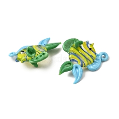 手作りランプワークペンダント  魚  グリーン  39~42x44~46x18~21mm  穴：2.5~3.5mm&nbsp;LAMP-S079-04B