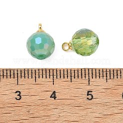 電気メッキガラスチャーム  ファセットカットのラウンドチャーム  真鍮製のペグベイル付き  18KGP本金メッキ  ミックスカラー  11x8mm  穴：1.6mm&nbsp;PALLOY-JF05532-04