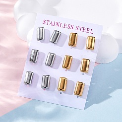304ステンレススチールスタッドピアス  長方形  ゴールデン·ステンレス鋼色  12x7.5mm  12個/セット&nbsp;EJEW-C099-21GP